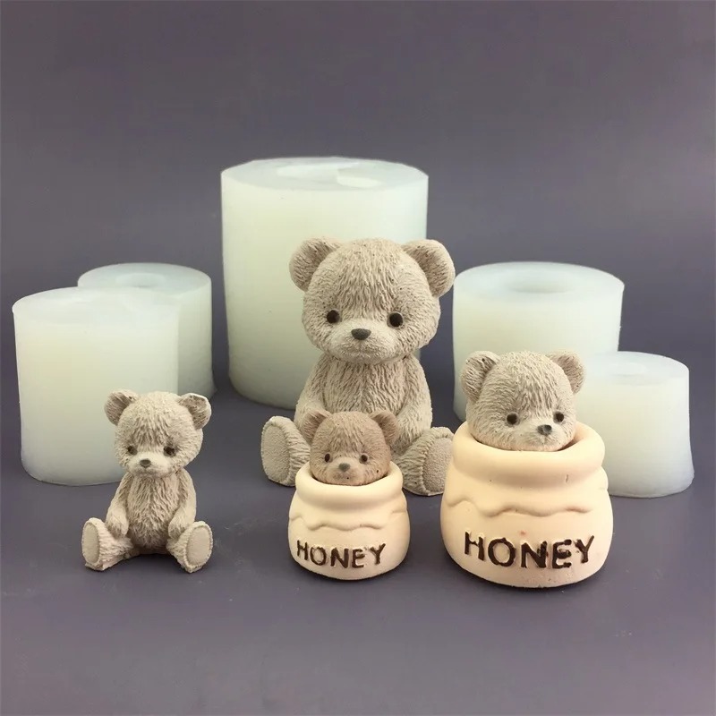 Candle Supplies In Bulk - Molde de Silicone Urso Fofo para